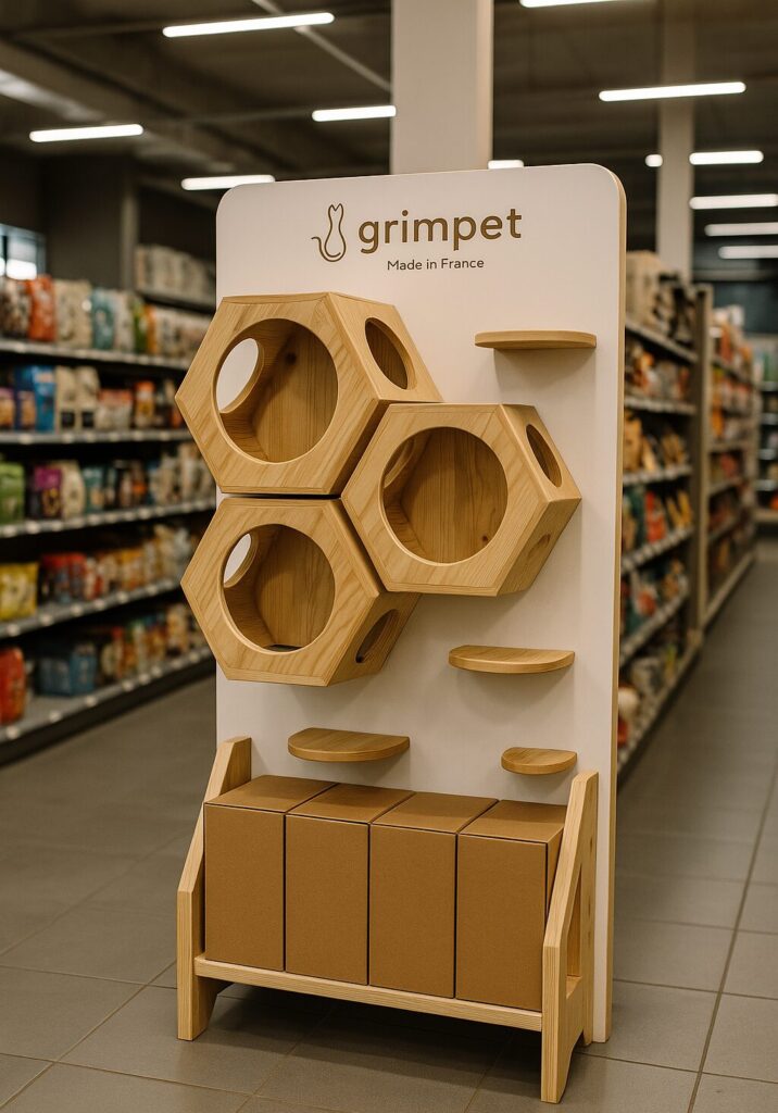 presentoir animalerie grimpet